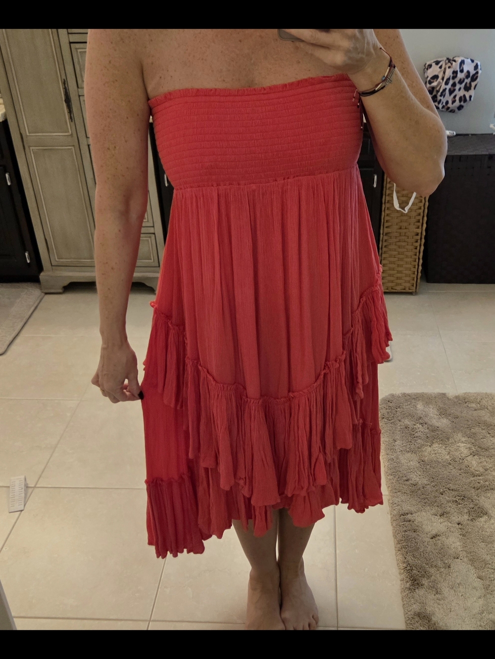 Free People Ruffled Tiered Convertible Maxi Skirt - Red - Picture 6 of 7